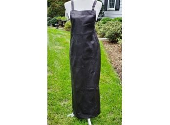 Calvin Klein Black Leather Size Small Ladies Full Length Bib Apron