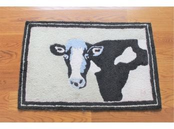 Vintage Wool Hook Cow Rug From Laura Megroz For Chandler 4 Corners