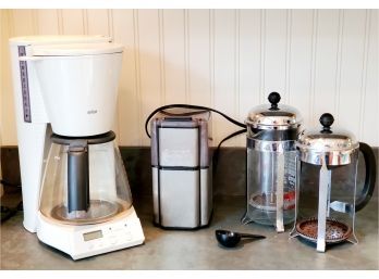 Coffee Lover's Assortment- Braun Coffeemaker, Bodlum French Presses & Cuisinart Coffee Grinder