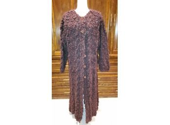 Ladies Pure Wool Peruvian Connection Size Medium Long Duster Chunky Knit Cardigan Sweater