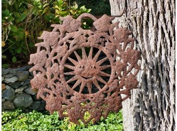 Rusty Rustic Cut Metal Sun & Fish Round Wall Decor