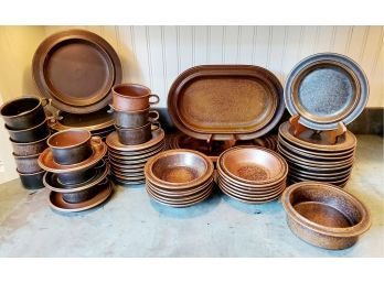 Large Brown Ombre Pottery Dinnerware Set