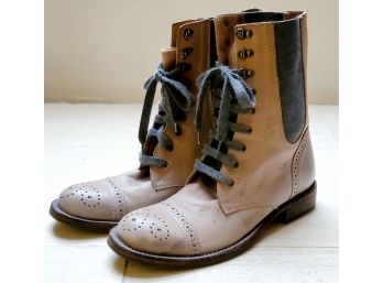 Vintage Brunello Cucinelli Vero Cuoio Ladies Lace Up Short Leather Boots - Size 9