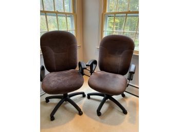 Set Of Two Charcoal Gray High Back, Adjustable Office Chairs