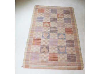 Vintage Hand Knotted Reversible Area Rug - Hearts And Checkers