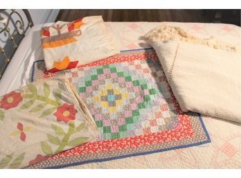 Vintage Lot Of Quilts, Sheets, Coverlet And More