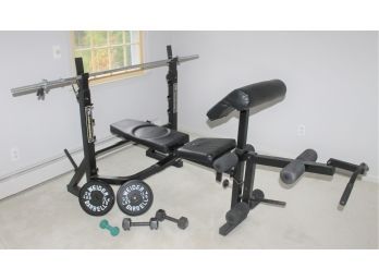 Weider Weights And Weight Bench Performance 630 LX With Leg Lift And Hand Weights