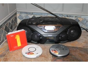 Group Of Three Cd Player's From Phillips And Sony With Bonus Beatles Cd