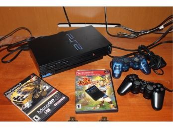 Vintage Play Station 2 With Two Controllers And Two Games