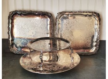 Vintage International Silver & William Adams England Silver Plate Serving Trays