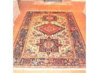 Vintage Wool Area Rug Hand Knotted In Iran