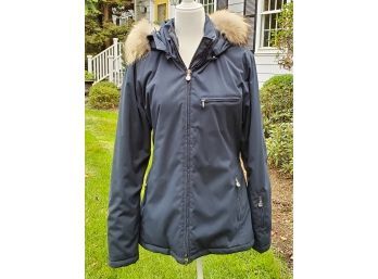 Vintage Authier Italy Ladies Size 16 Ski Parka Jacket With Fur Lined Hood