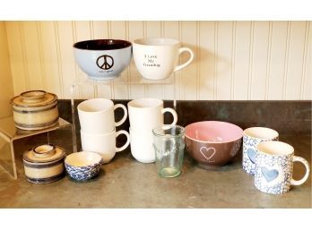 Mixed Assorted Pottery & Ceramic Mugs, Bowls & More - Life Is Good, Gibson