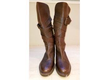 Ladies Pair Of Sartore Italy Brown Leather Tall Riding Boots - Size 9