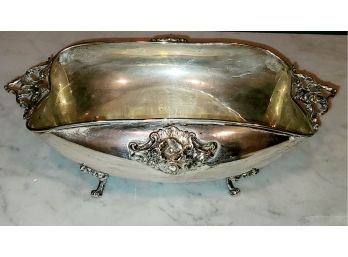 Beautiful Antique Sterling Silver Oblong Handled Bowl