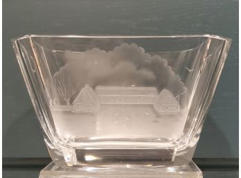 Vintage MCM Crystal Etched Bowl - Signed