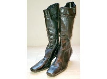 Ladies PRADA Black Leather Size 8 Tall Boots