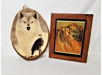 Two Vintage Native American Wood Wall Hangings