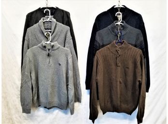 Great Selection Of Six Men's Sweaters: Tommy Hilfiger, Chaps, Izod, Boston Traders - Size Large & X-Large