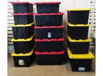 Fourteen Durabilt Heavy Duty Storage Bins With Lids