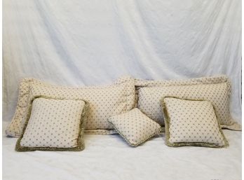 Set Of Five Matching Decorative Bed Pillows