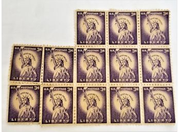 Thirteen 3 Cent U.S. Postage Stamps  'Liberty'  Unused