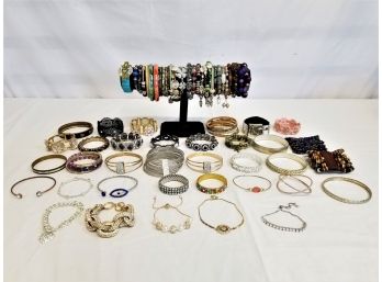 76 Costume Bracelets Cuff, Bangles, Beaded, Gem Stone, Chain Link, Wrap, Multi Strand And More