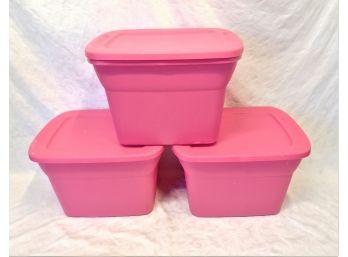 Three Sterilite Storage Bins 18 Gallon Tote Storage Containers With Lids