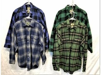 Four Men's Field & Stream Comfort Flannel Shirts - Size Large & X-Large