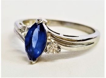 925 Sterling Silver Simulated Tanzanite & Cubic Zirconia Ring Size 12