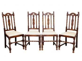 Set Of 4 Jacobean Dining Chairs