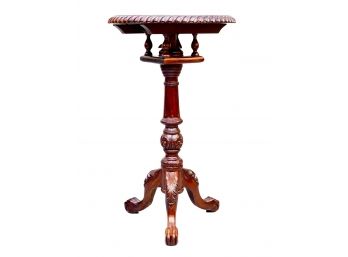 Small Mahogany Round Tilt Top Pedestal Tripod Table With Claw Feet