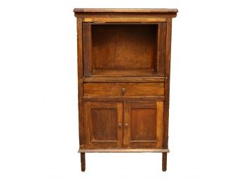 Antique Wood Cabinet W/ Drawer And Extensions