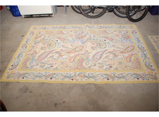 Petit Collection Yellow Multi Colored Paisley Hand Hooked Rug