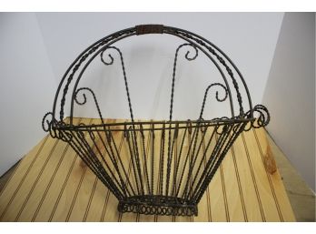 Vintage Twisted Metal Weathered Wall Flower Basket
