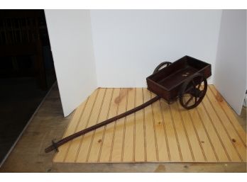 Antique Primitive Burgundy Painted Wooden Toy Wagon