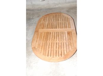Never Used TEAK WOOD Oval Outdoor Dining Table With Hidden Leaves (See All Photos - Needs Assembly)