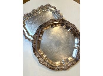 Two Vintage Silver Plated Serving Trays