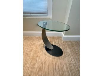 Contemporary Style Glass Topped End Table