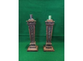 Pair Of Antique Heavy Metal Candlsticks, Possibly By Bradley And Hubbard