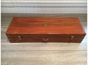 Wood Box With Anchor Motif And Brass Hardware