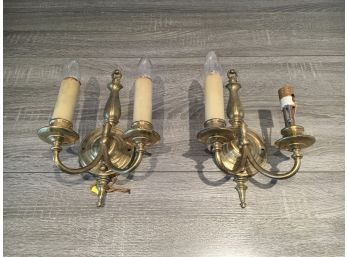 Pair Of Vintage Brass Sconces