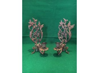 Beautiful Pair Of Antique Cast Iron Sconces In Perfect Condition