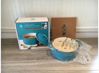 Brand New Martha Stewart 6 Quart Cast Iron Enamel Round Casserole Pot