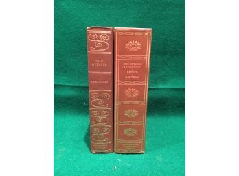 Pair Of International Collectors Library Decorative Leather Bound Books, Quixote And The Outline Of History