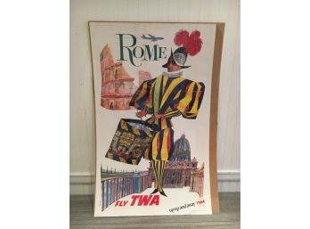 Rome TWA Trans World Air Travel Poster, Lithograph In USA #1063, Unknown Age