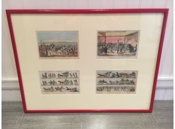 Modern Lithograph Of An Antique Scene, 4 Different Pieces In One Frame