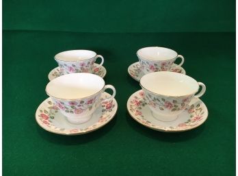 Set Of 4 Teacups And Saucers Royal Kent Staffordshire England