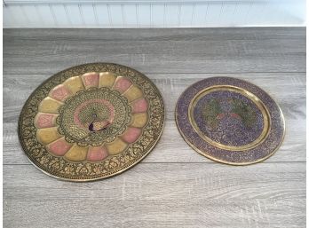 Pair Of Decorative Brass Chargers