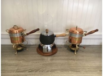 Lot Of 3 Fondue Pots Including 2 By De La Cuisine